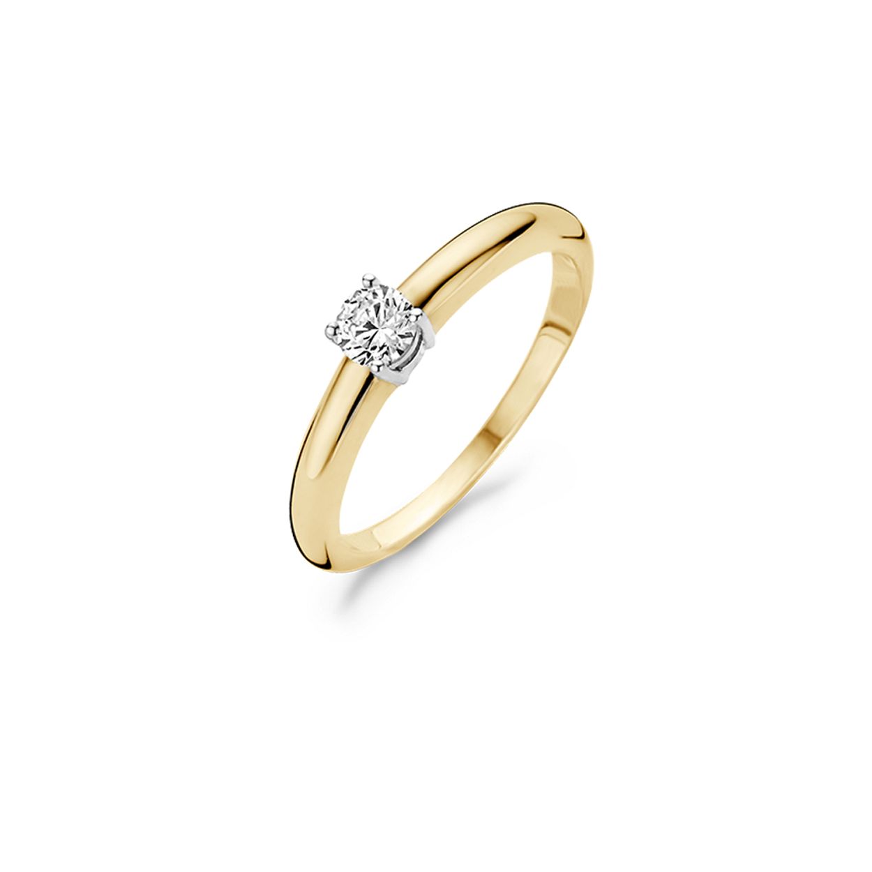 gouden Blush ring, 4poot+zirconia mt58