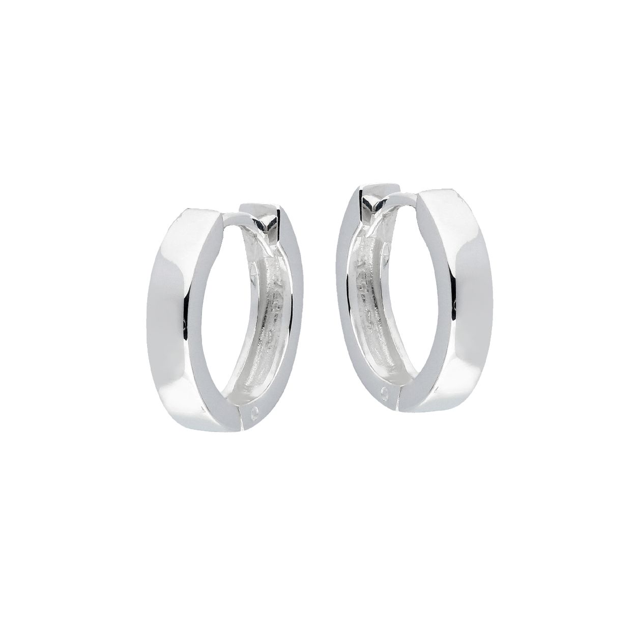 Zilver Gerhodineerde Klapoorringen met Vierk;ante Buis 14mm x 3 mm