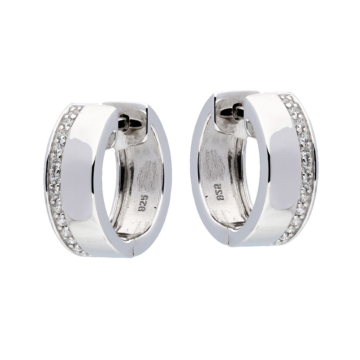 Zilveren creolen zirkonia 7 mm