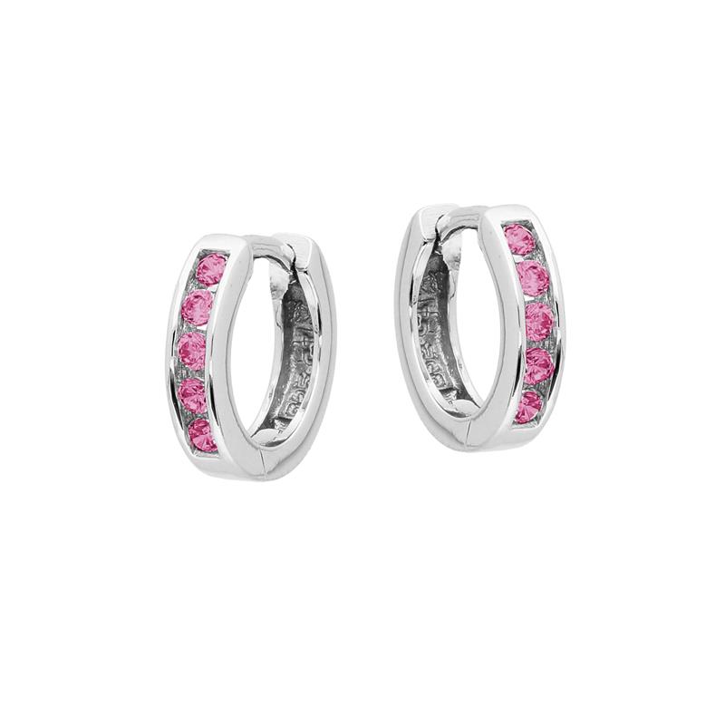 Zilveren Klapoorringen met Roze Zirkonia