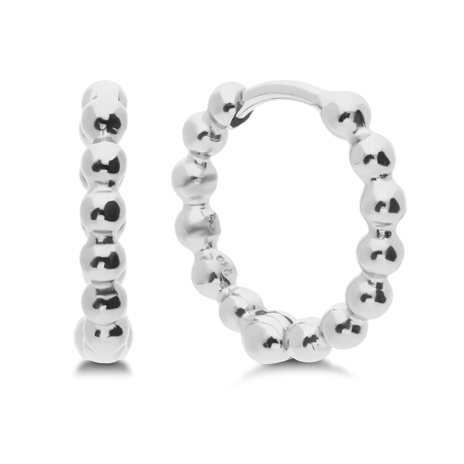 Zilveren Klapoorringen bubble 11mm