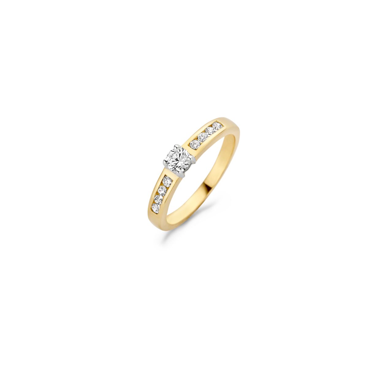 Blush - 14kt bicolour gouden damesring bezet met zirconia's, maat 52 - 1125BZI/52