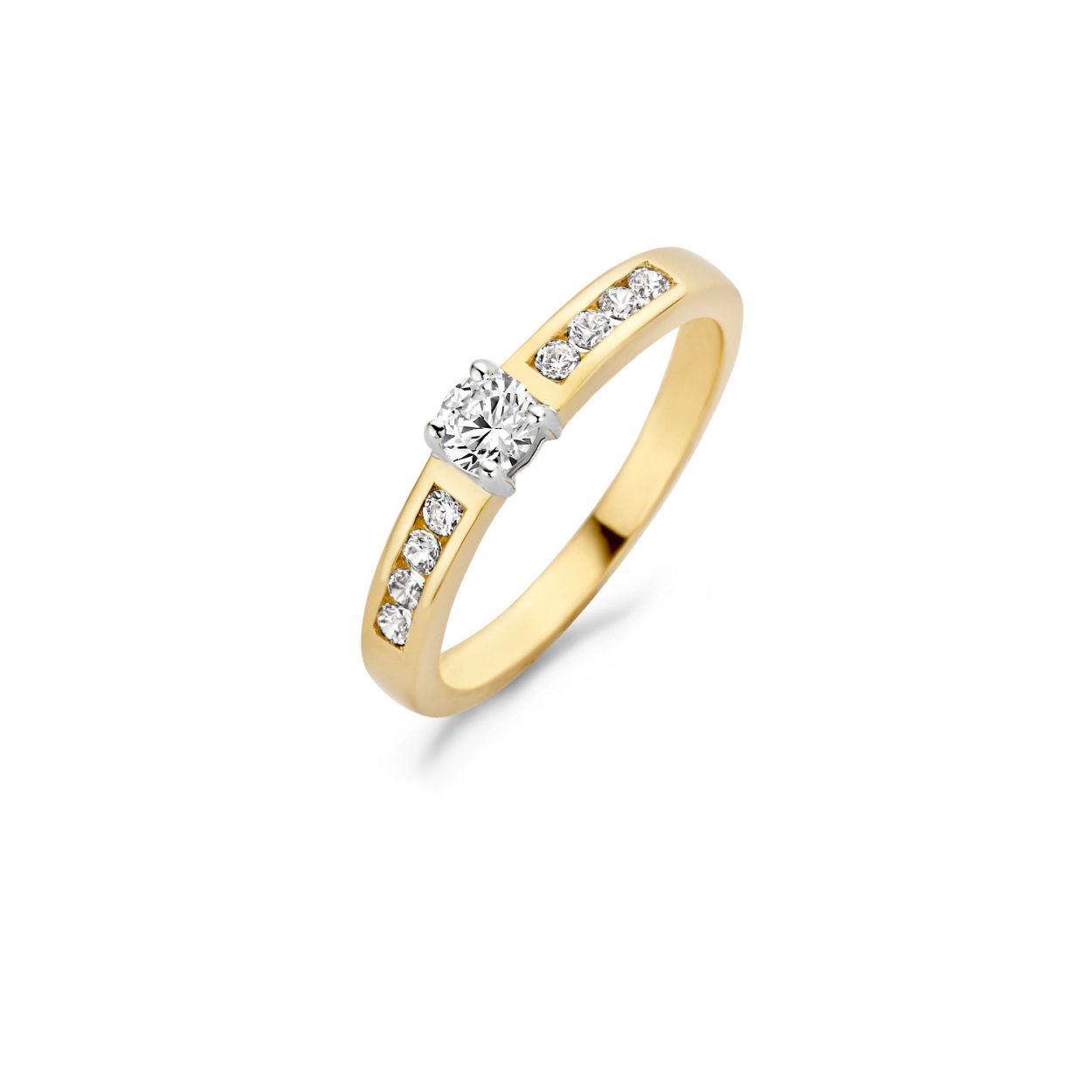Blush - 14kt bicolour gouden damesring bezet met zirconia's, maat 50 - 1125BZI/50