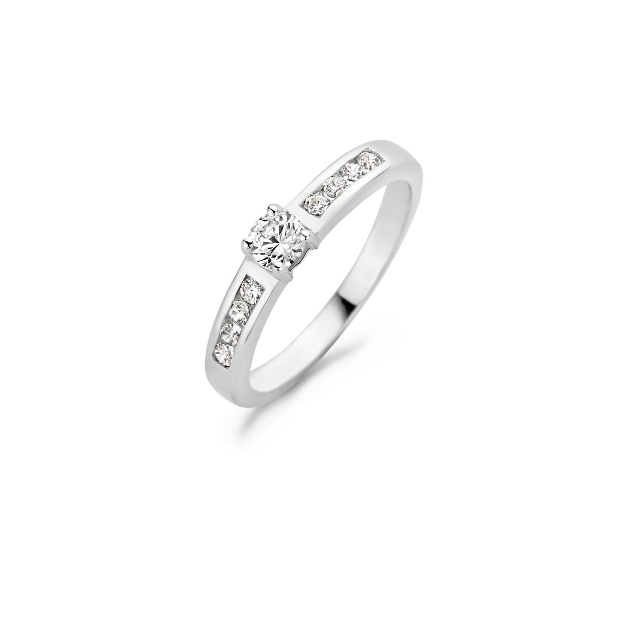 Blush - 14kt Witgouden damesring bezet met zirconia's, maat 50 - 1125WZI/50