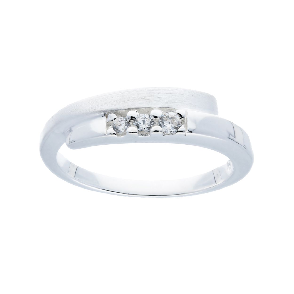 Huiscollectie Zilveren ring mat/ glans met zirkonia.