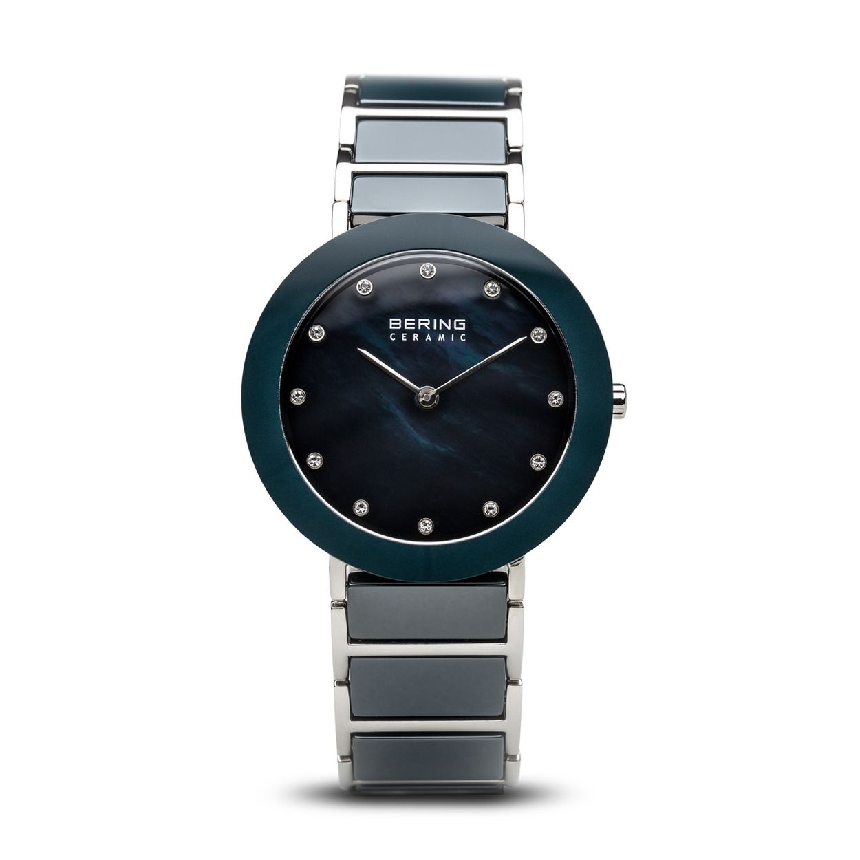 Dit stijlvolle Bering horloge is gemaakt van keramiek en wordt gedragen door dames.