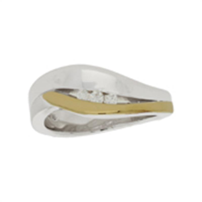 Dit is een ring van het merk GLOW. Zilveren ring met verguld goud en zirkonia's MT 17.75