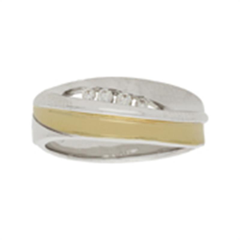 Dit is een ring van het merk GLOW. Zilver fantasiering verguld, met zirkonia's. Mt 18.5