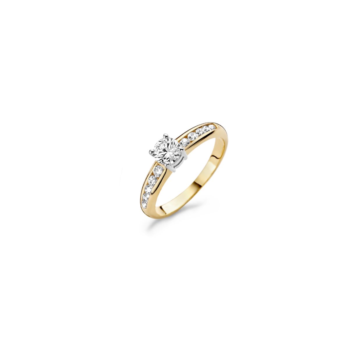 Blush - 14kt bicolour geel/witgouden damesring bezet met zirconia's, maat 56 - 1154BZI/56