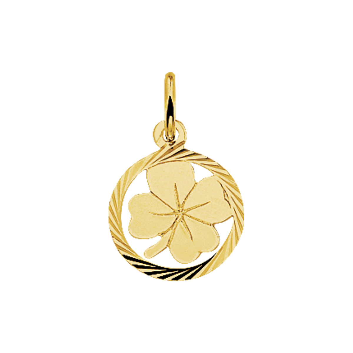 Geelgouden klaver hanger met een gediamanteerde afwerking en uitgevoerd met een stevig hangoog. De hanger is in verschillende afmetingen te verkrijgen in onze collectie.