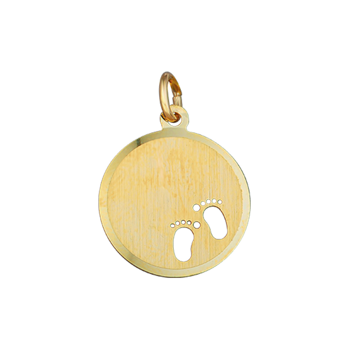 14 krt geelgouden graveerhanger met voetjes, 16mm doorsnee