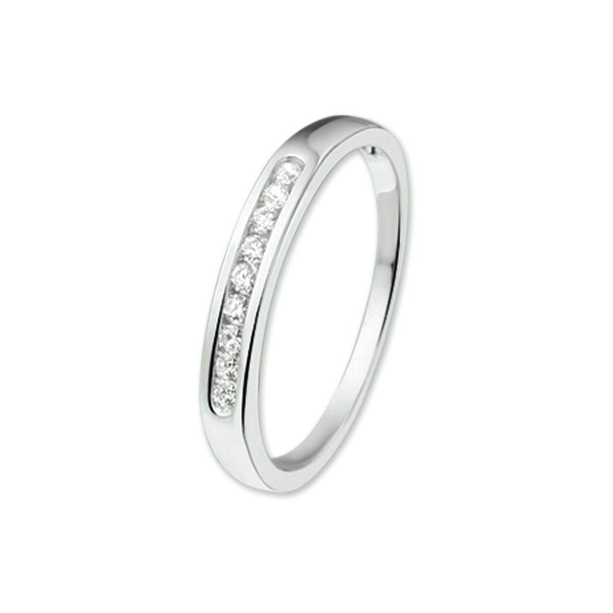 Witgouden ring met zirkonia.