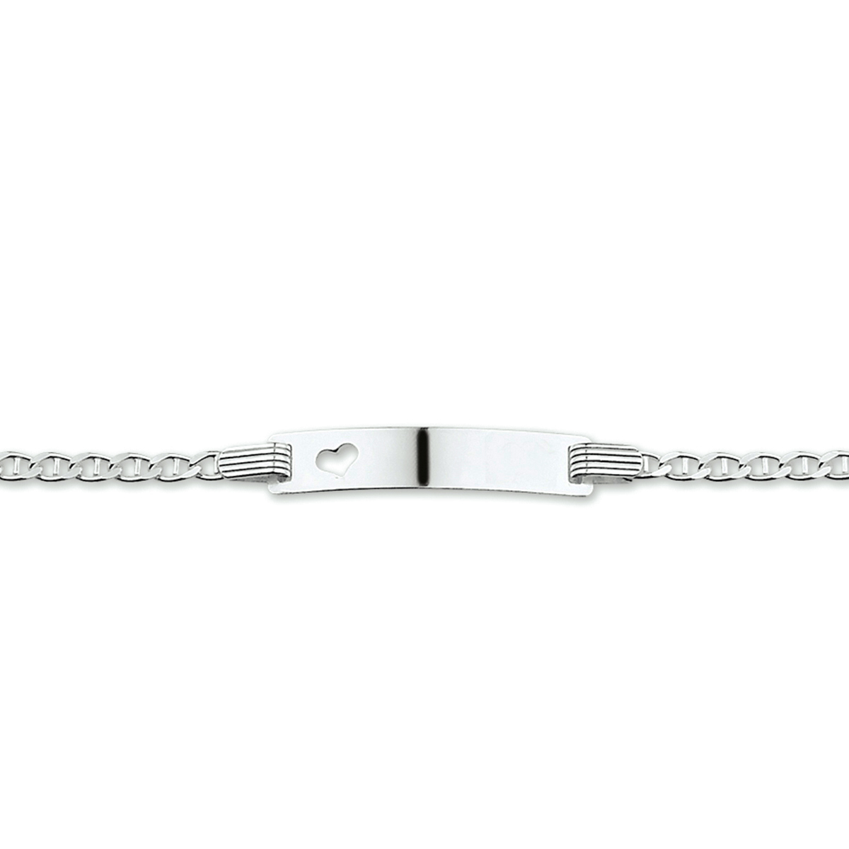 Zilver plaatarmbandje met hartje uit de plaat 13- 15 cm ankerschakeltje 