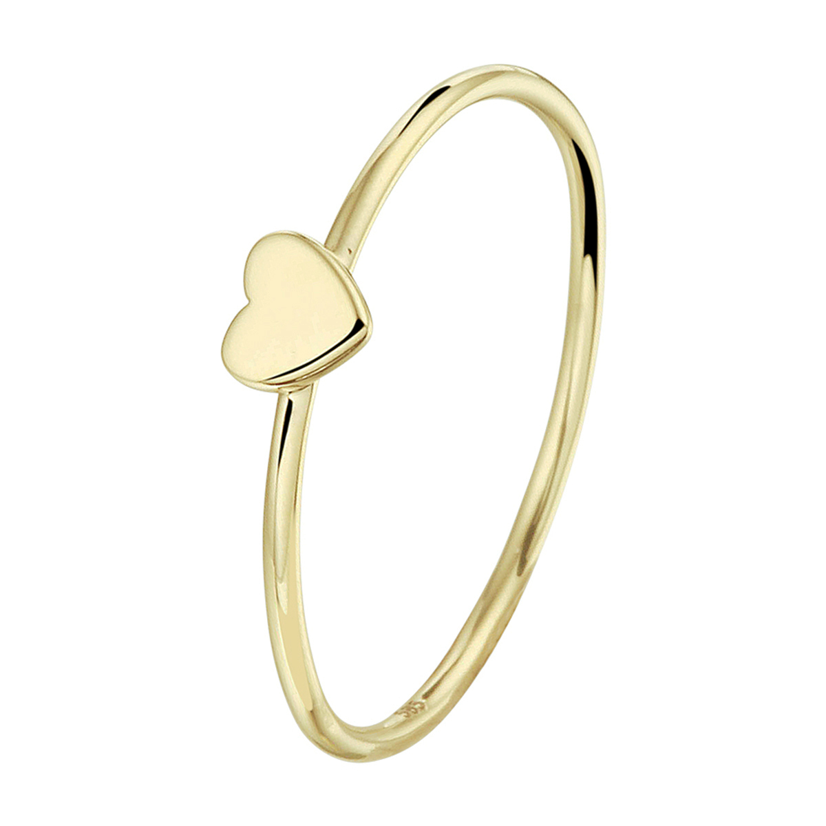14k Geelgouden aanschuifring uitgevoerd met een hartje. De ring heeft een breedte van 4mm.