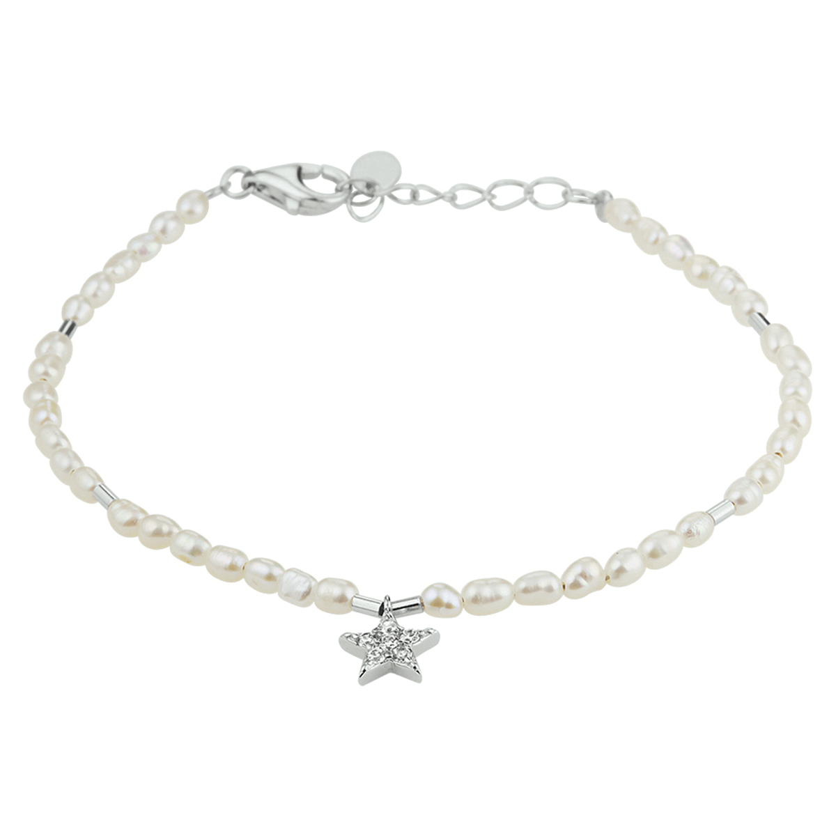 armband parel en ster zirkonia zilver gerhodineerd