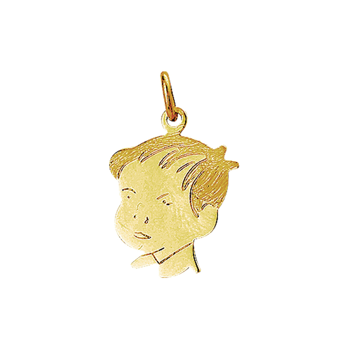 Geelgouden hanger met een kinderhoofdje.