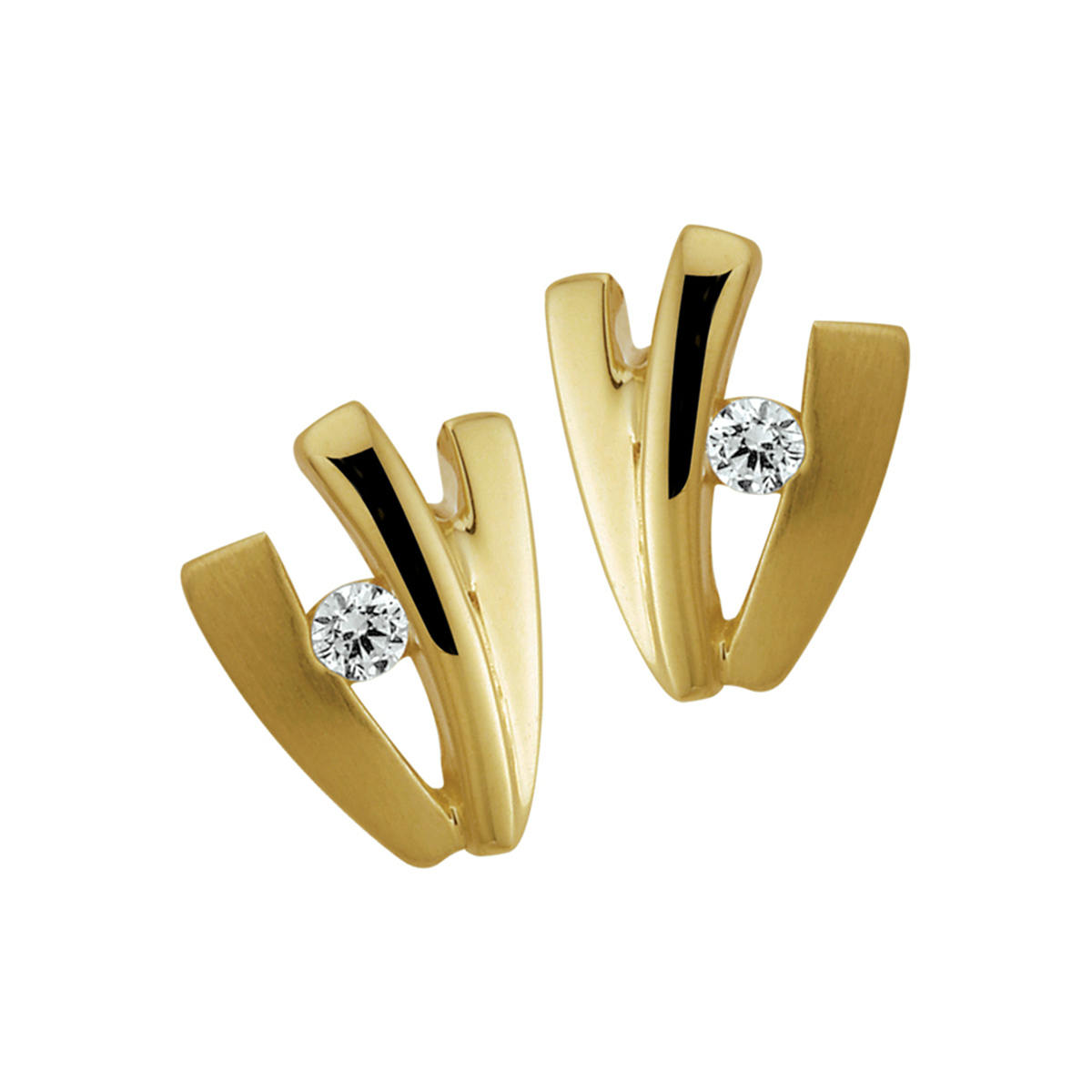 Bicolor geel en witgoud gestifte oorknoppen van 10x5.5mm uitgevoerd met een ingespannen briljant geslepen zirkonia. De oorknoppen zijn te combineren met bijpassende sieraden uit onze collectie.