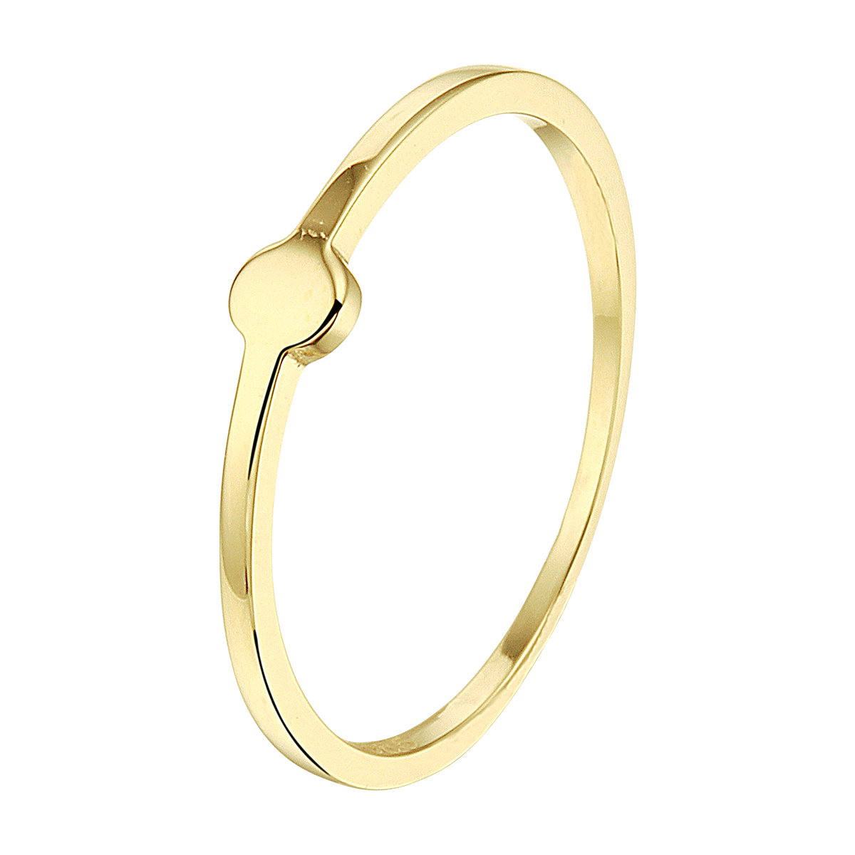 14k Geelgouden ring uitgevoerd met een rondje. De ring heeft een breedte van 3.5mm.