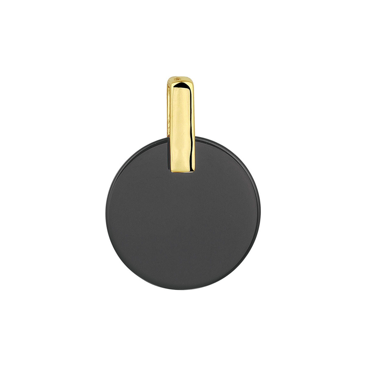 Geelgoud op 925 zilveren hanger uitgevoerd met een schitterende onyx. De hanger heeft een totale hoogte van 2.8cm en een breedte van 20mm. Geen garantie op plating.