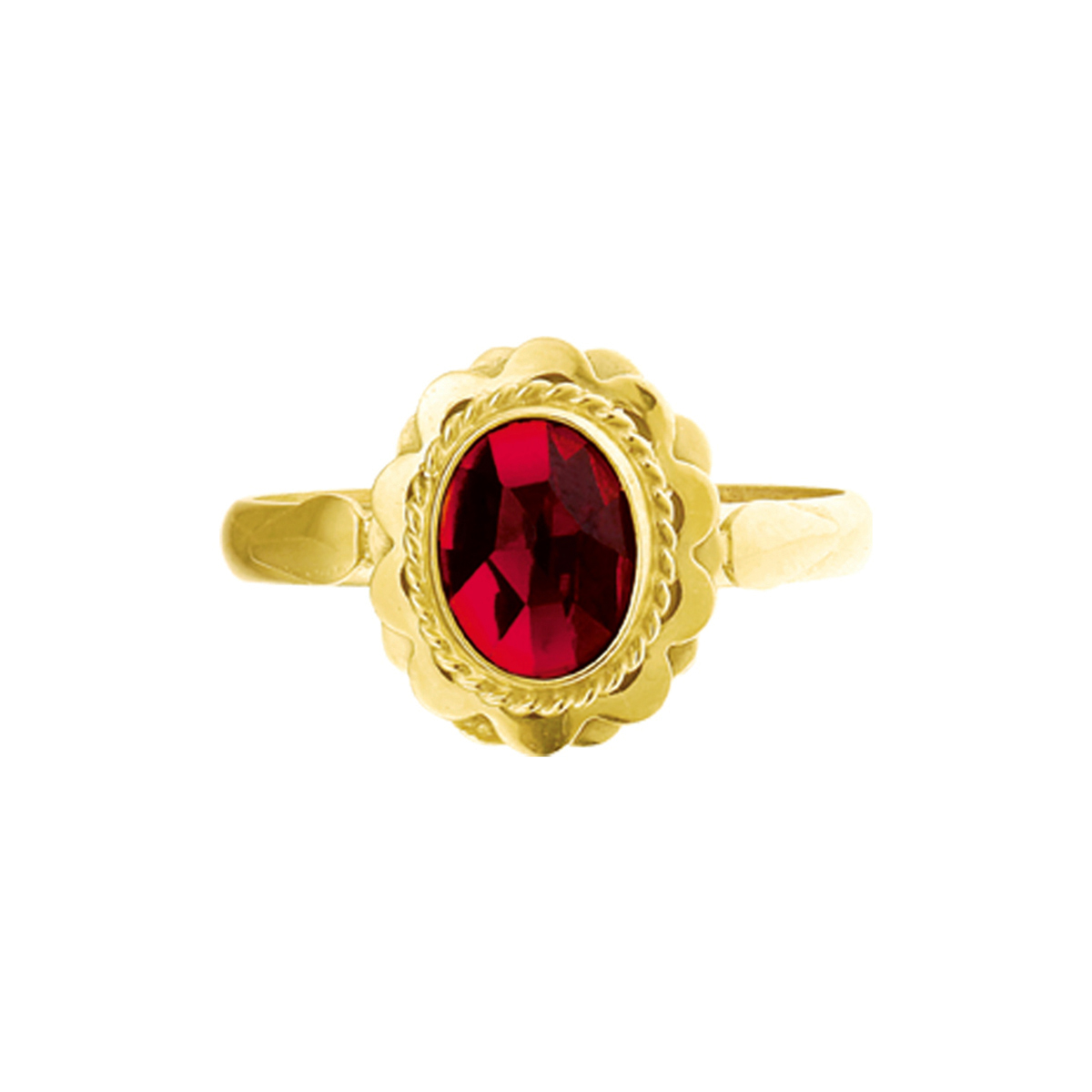 Geelgouden ring met granaat.