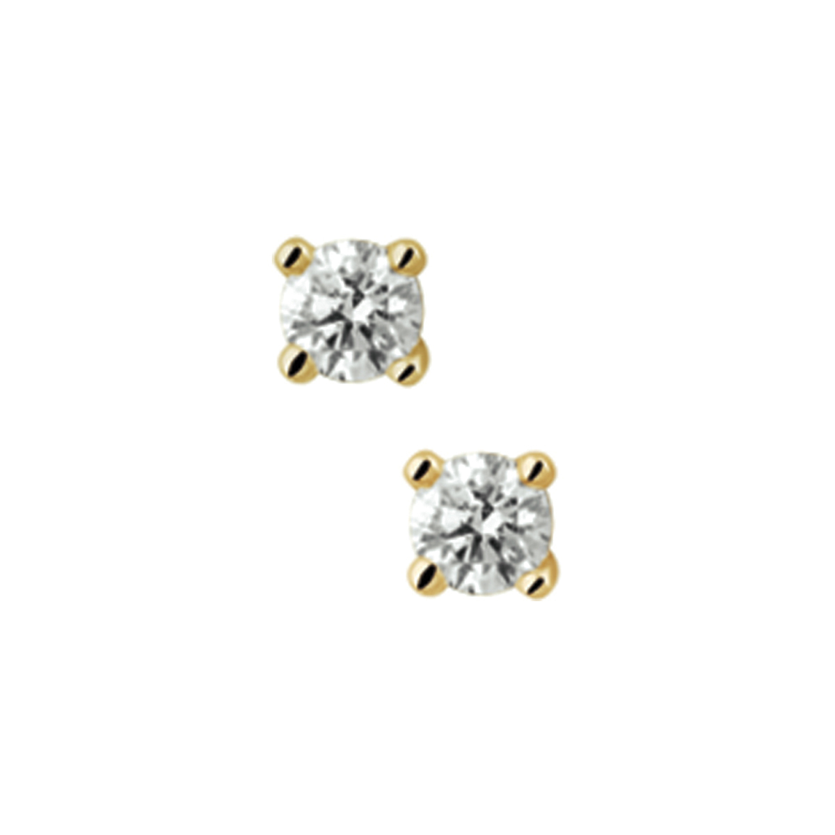 Geelgouden oorknoppen met diamant.