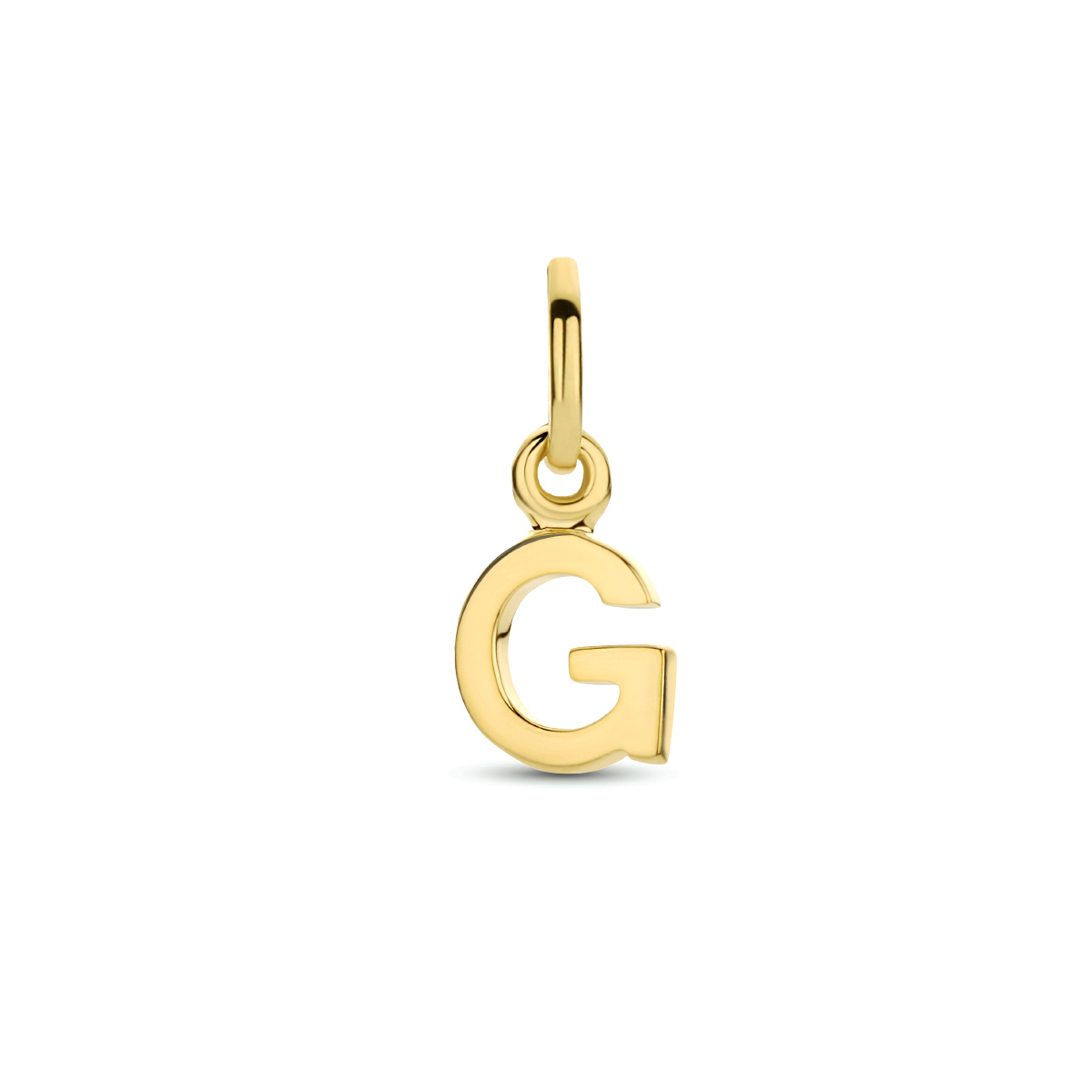 Geelgoud op 925 zilveren hanger uitgevoerd in een letter. Geen garantie op plating.