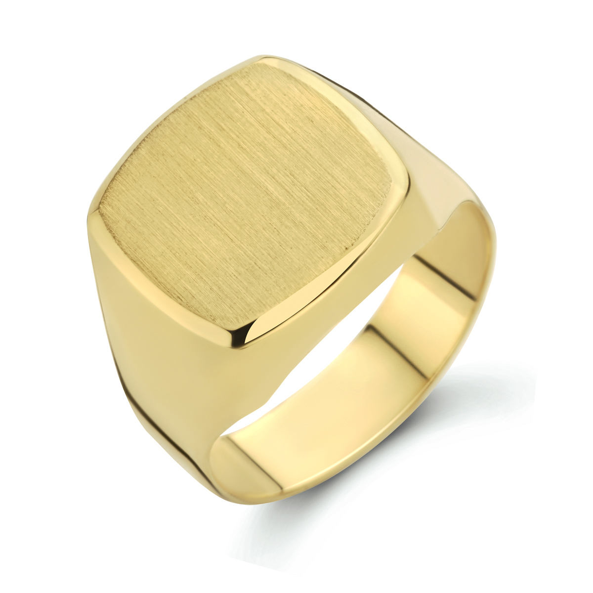 14k Geelgouden graveerring uitgevoerd met een poli/matte afwerking. De ring heeft een breedte van 18mm.
