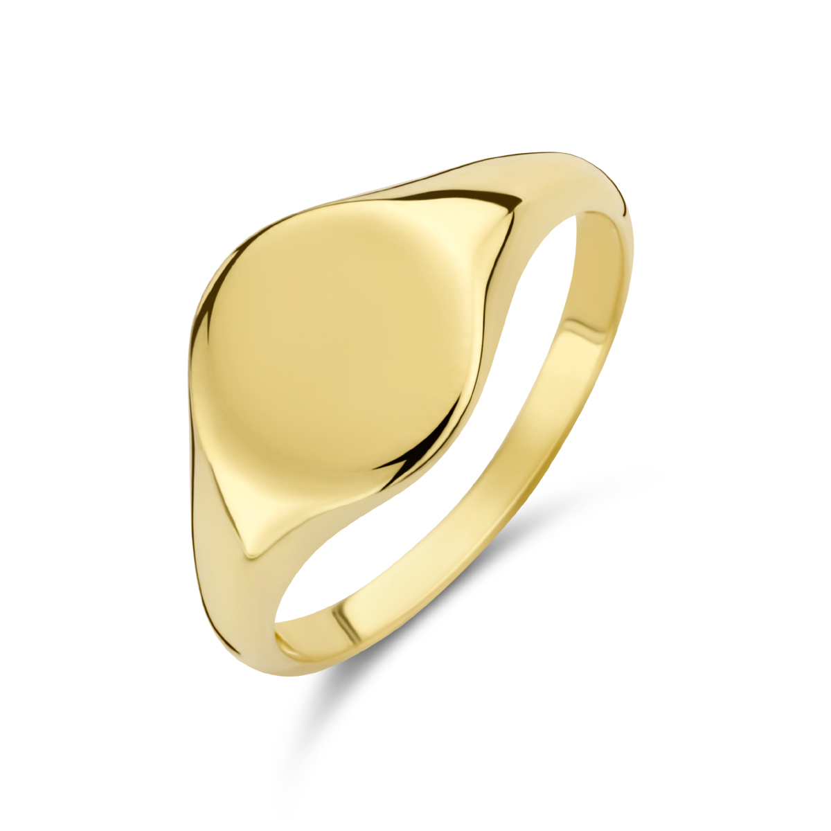 14k Geelgouden graveerring. De ring heeft een breedte van 9mm.