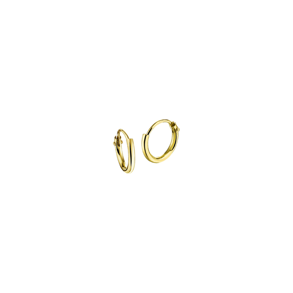 Geelgouden oorringen met een ronde buis 9mm.