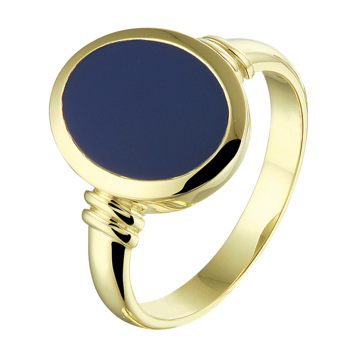 Stijlvolle geelgouden zegelring uitgevoerd met een lagensteen. Combineer deze ring met bijpassende sieraden uit onze collectie. De ring geeft je look direct een chique uitstraling.