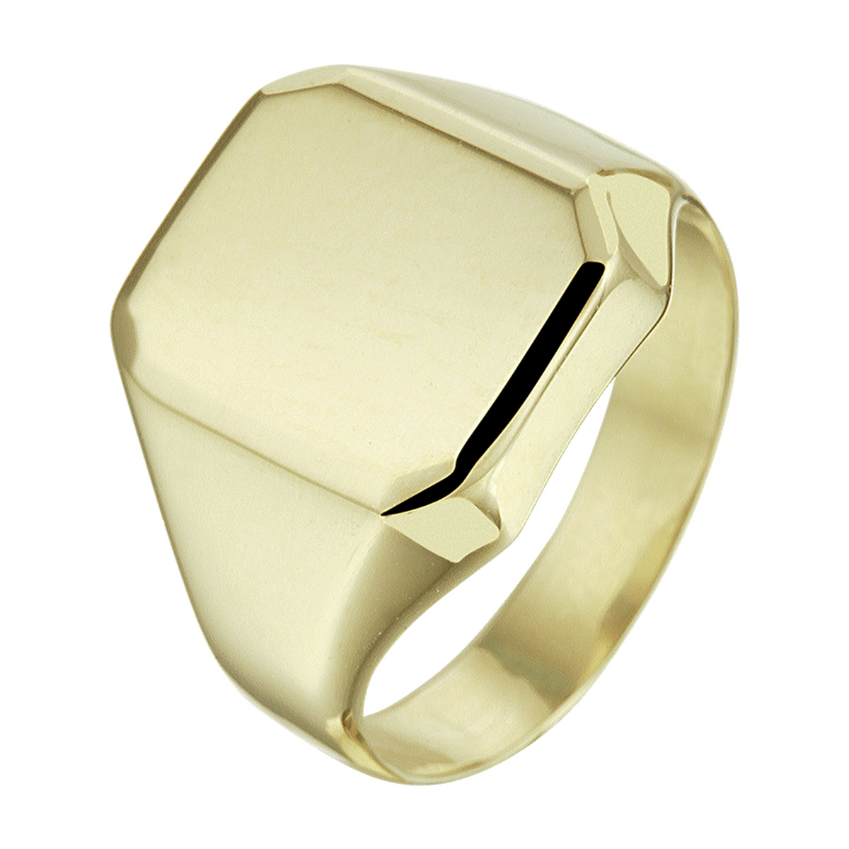 14k Geelgouden graveerring met een afmeting van 12.5x10.5mm. De ring geeft je look direct een chique uitstraling.