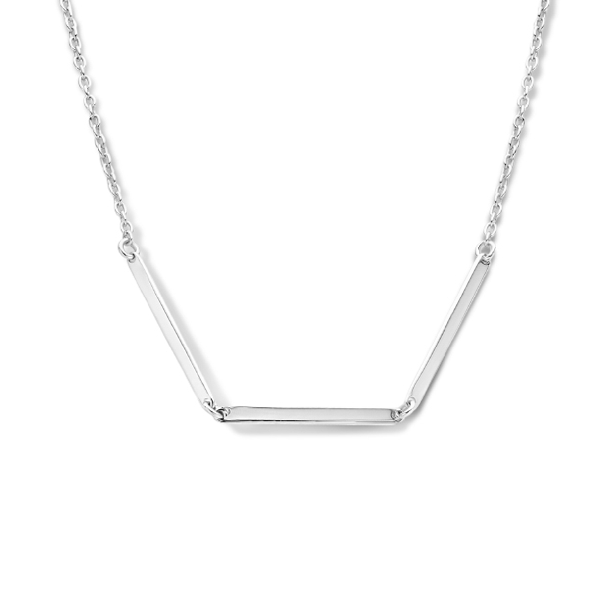 Gerhodineerd 925 zilveren collier met een anker schakel van 1.3mm en balkjes van 1.6mm. Het collier heeft een draaglengte van 40cm en een extensie van 4cm.