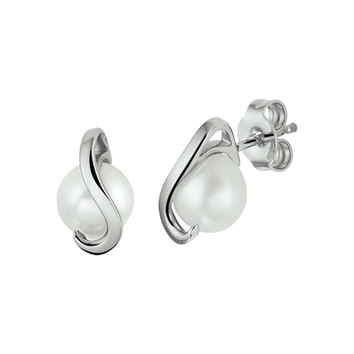 oorknoppen parel 14K witgoud