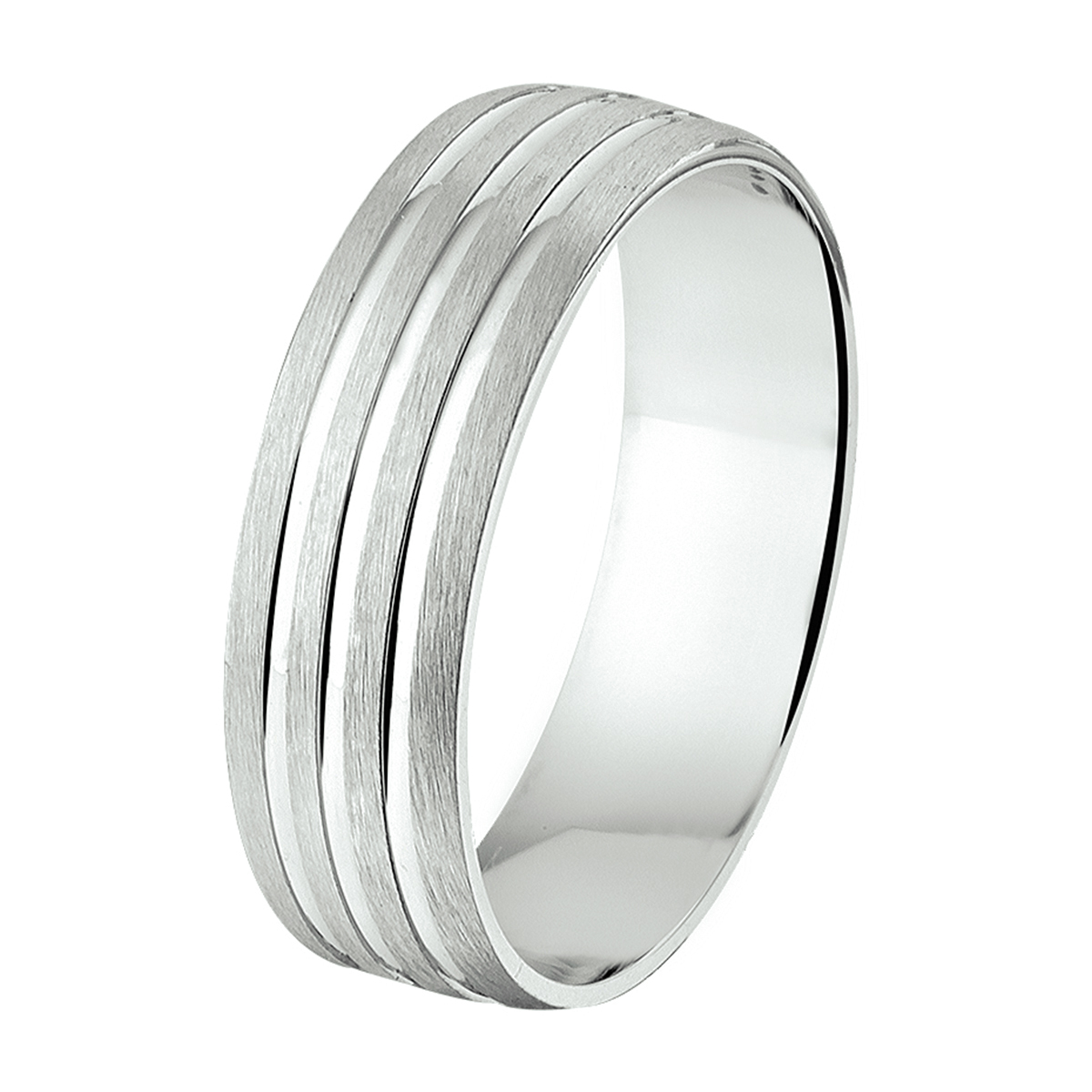 Gerhodineerd zilveren relatiering met een breedte van 6mm.