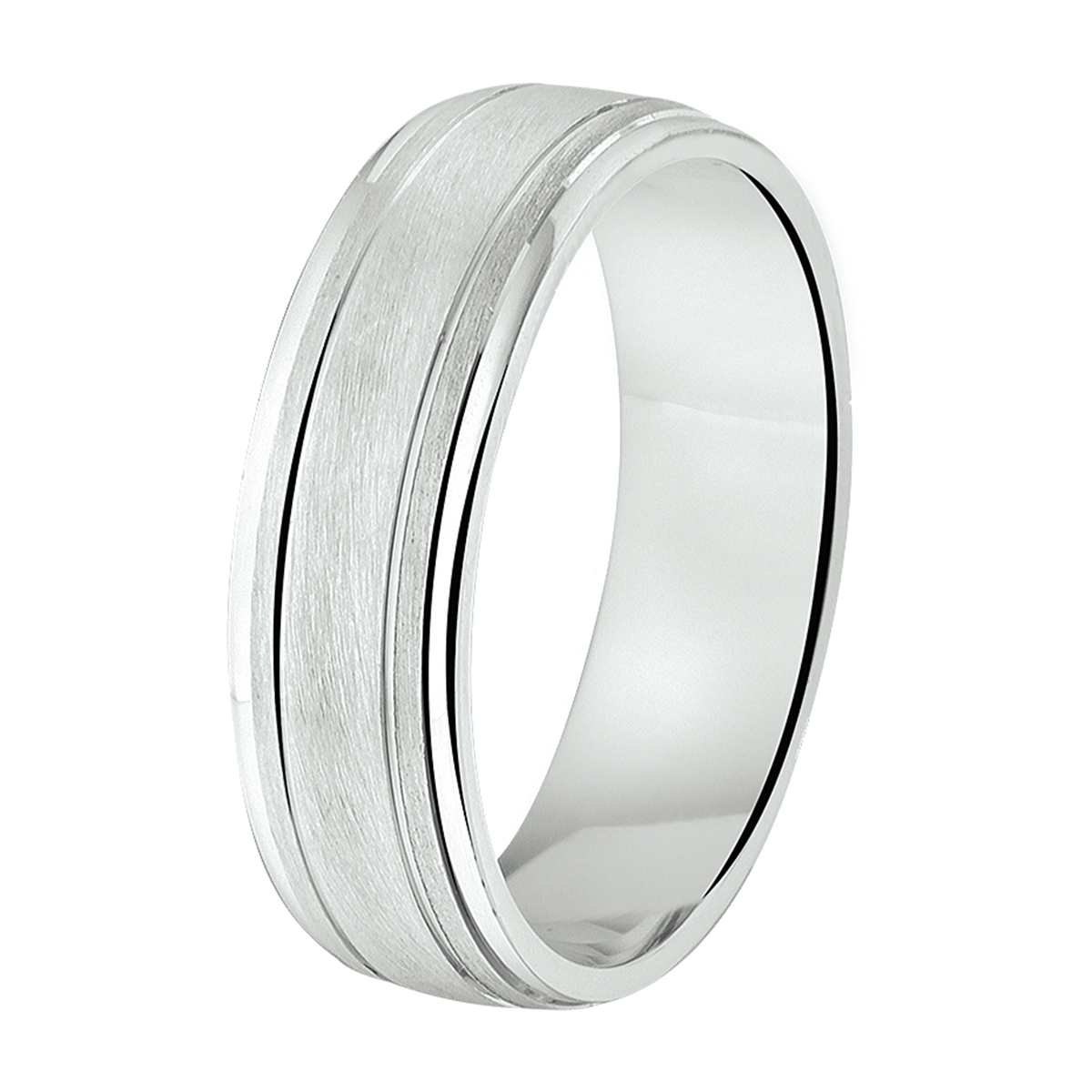 Gerhodineerd zilveren relatiering met een breedte van 6mm.