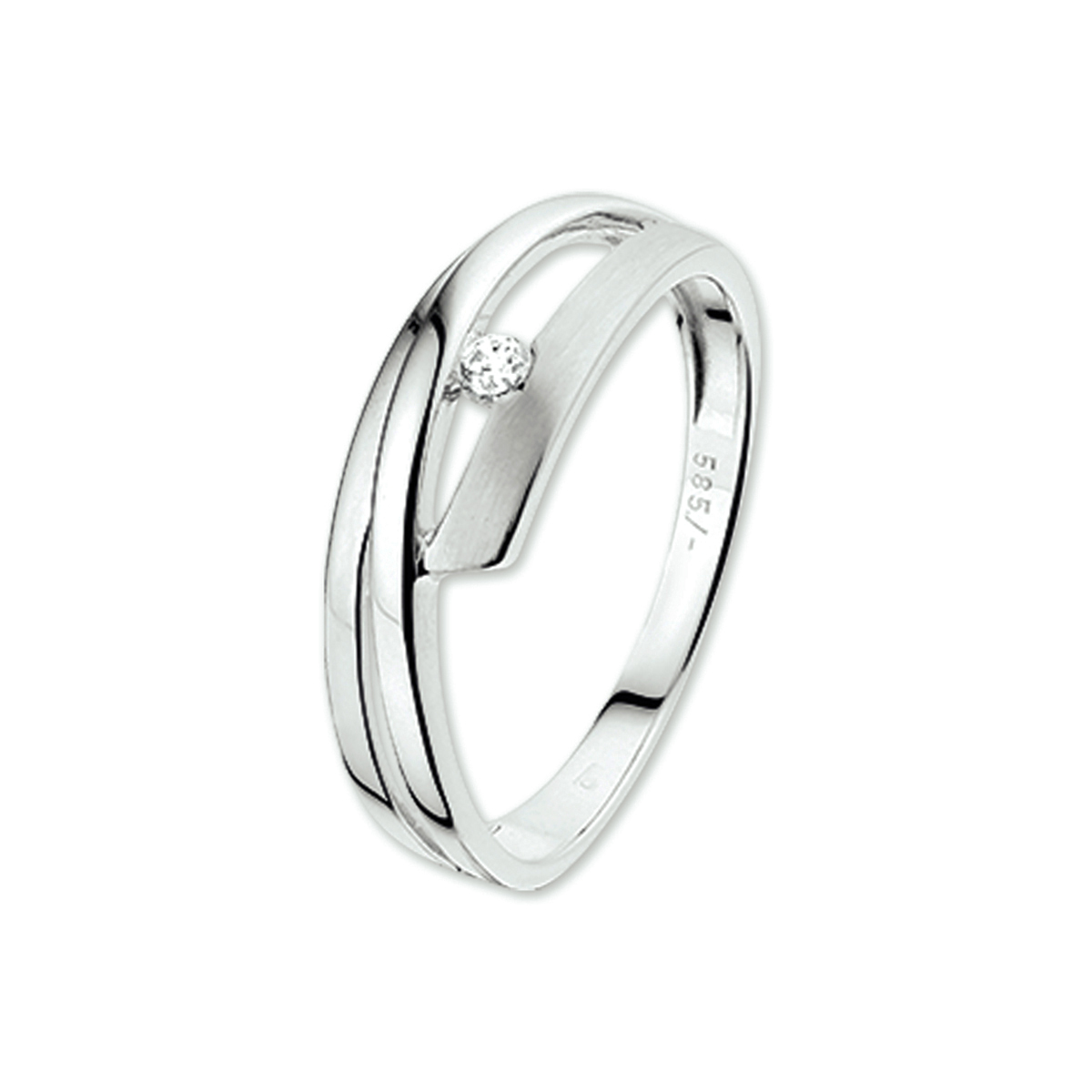 Witgouden ring met zirkonia.