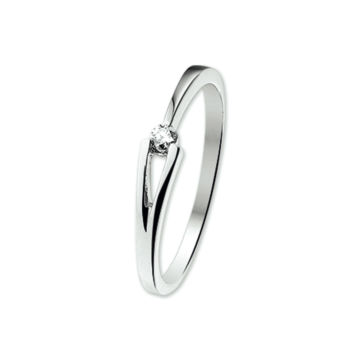 Witgouden ring met diamant, 0.07ct briljantgeslepen.