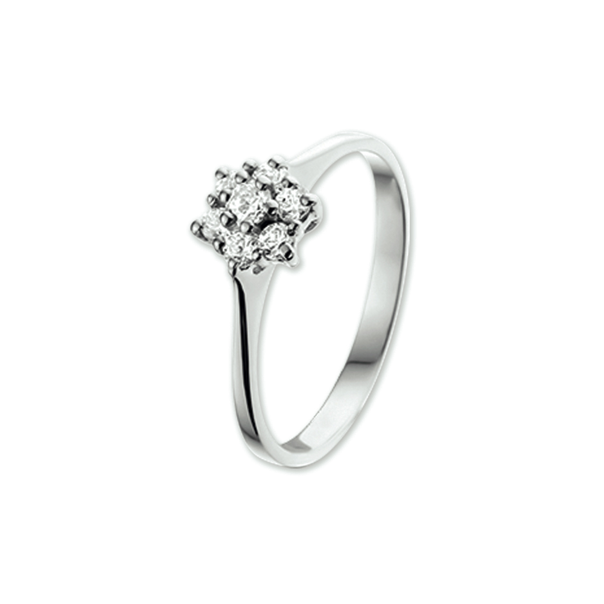 Witgouden ring met zirkonia.