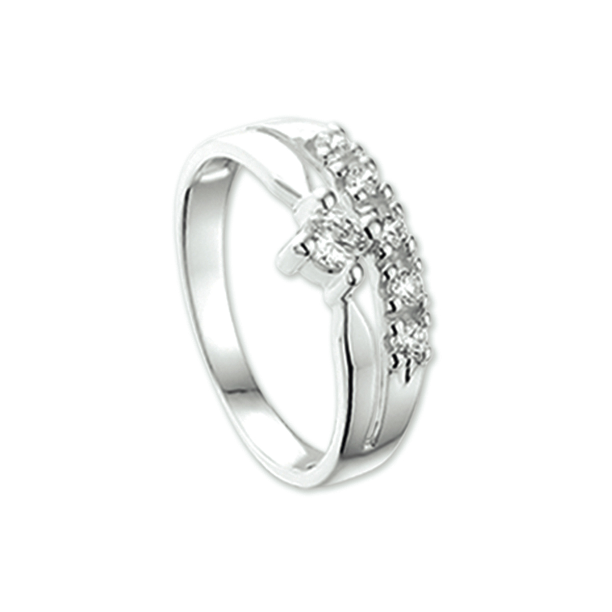 Witgouden ring met zirkonia.