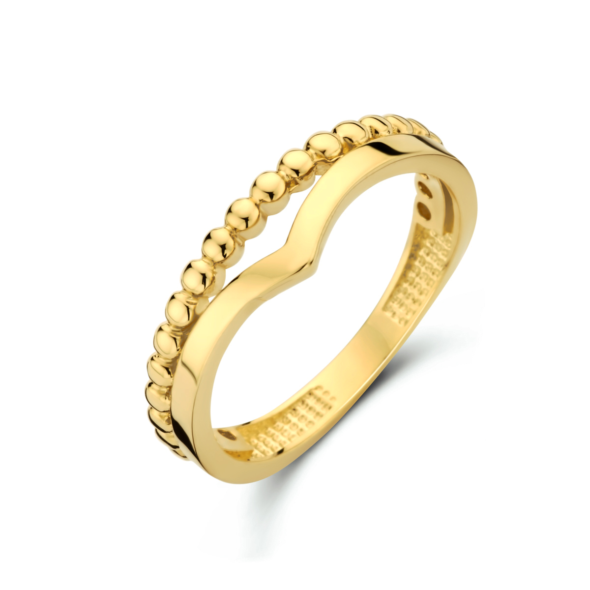 14k Geelgouden ring met een breedte van 5.5mm.