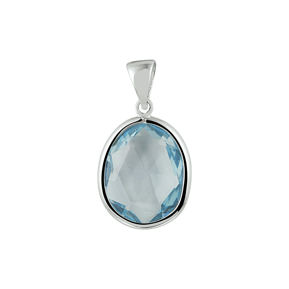 Stijlvolle witgouden hanger uitgevoerd met een schitterende blauw topaas. De hanger heeft een totaalhoogte van 18mm en is goed te combineren met een bijpassend collier uit onze collectie.