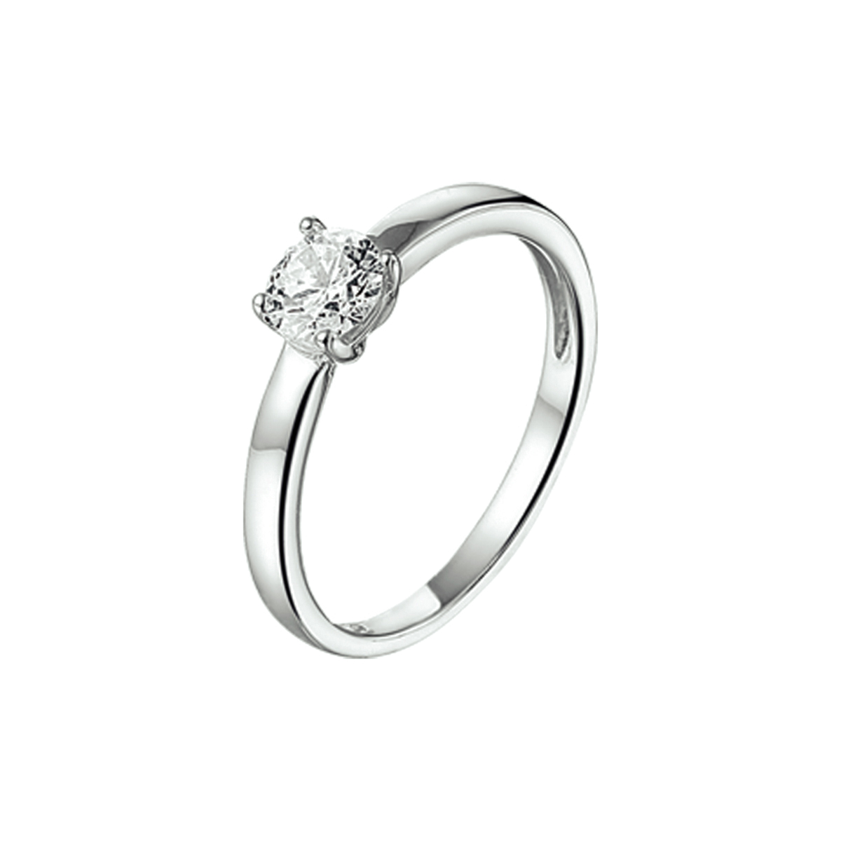 Gerhodineerd zilveren ring met zirkonia.