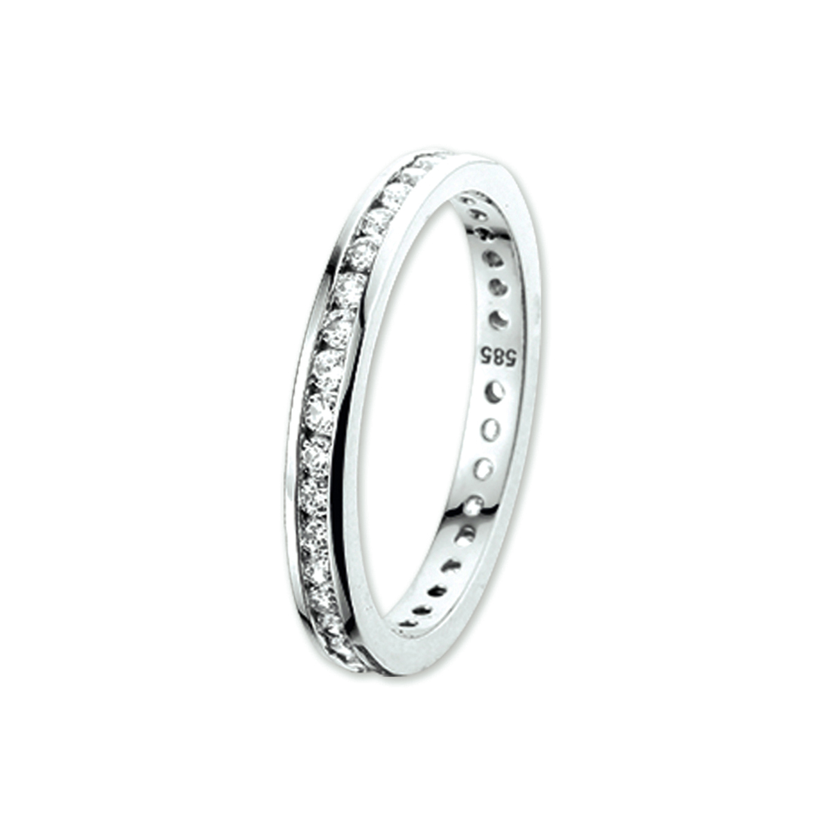 Witgouden ring met zirkonia.