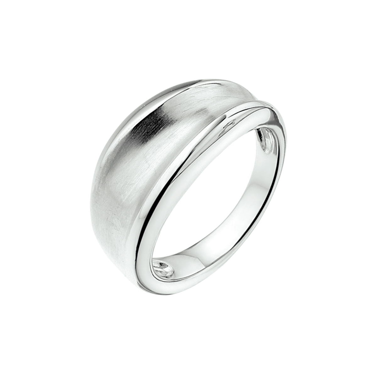 Gerhodineerd zilveren ring met een poli/matte afwerking.