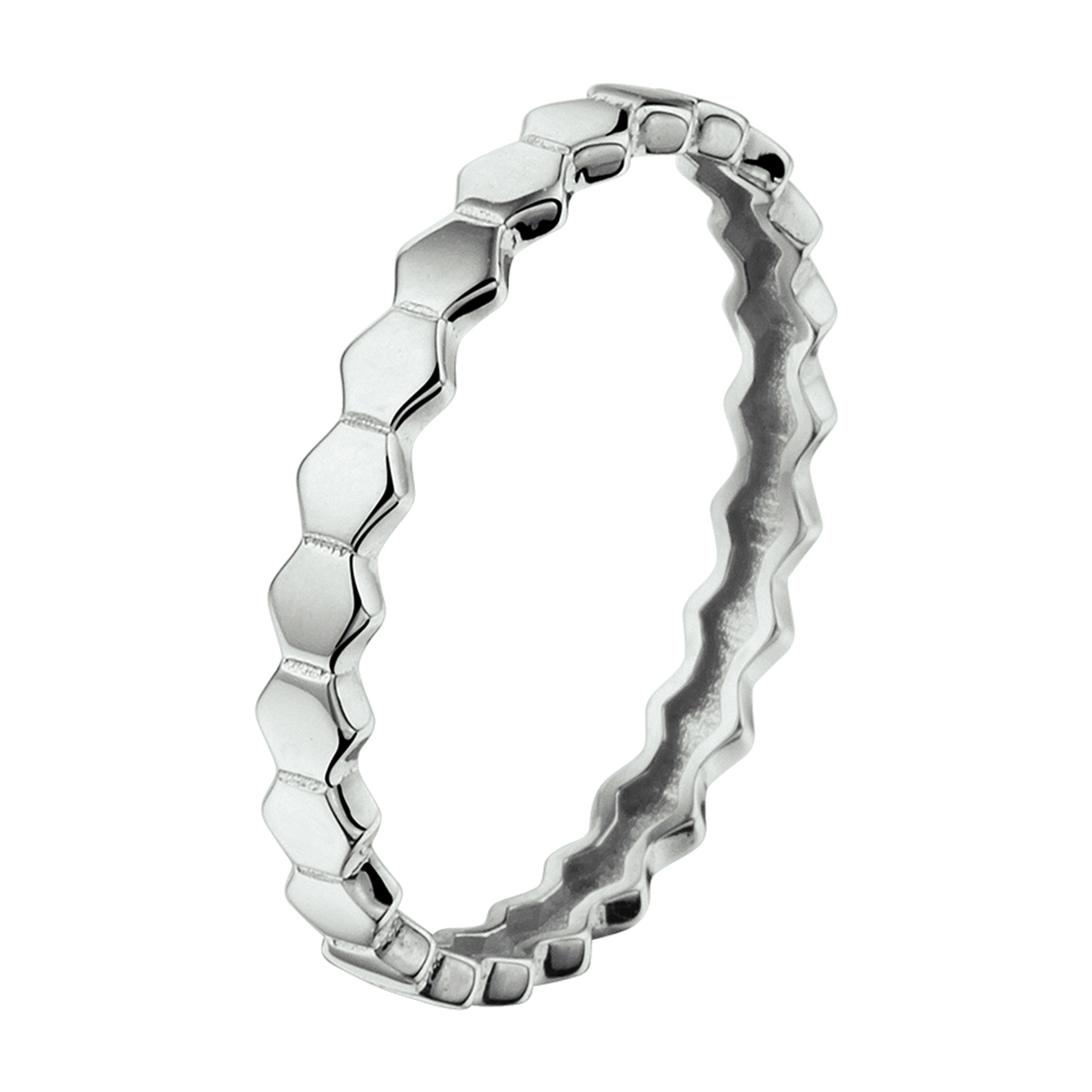 witgouden ring, zeshoekjes 2,5mm mt18