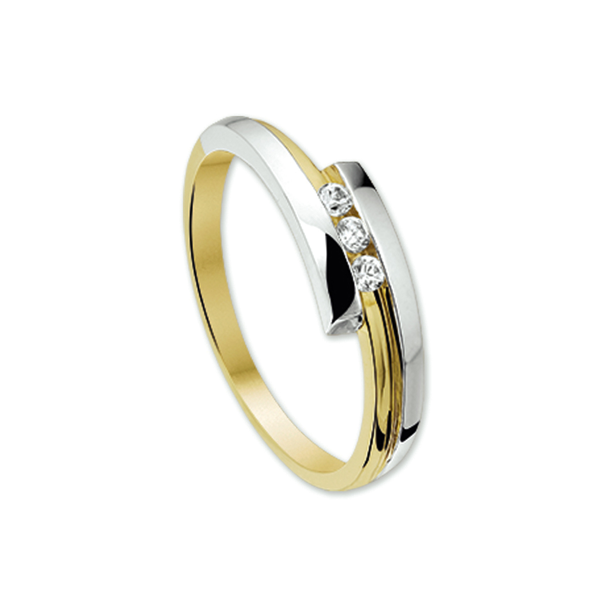 Huiscollectie - Bicolor gouden damesring zirconia 42.05774 Zi mt16,5 - 4205774