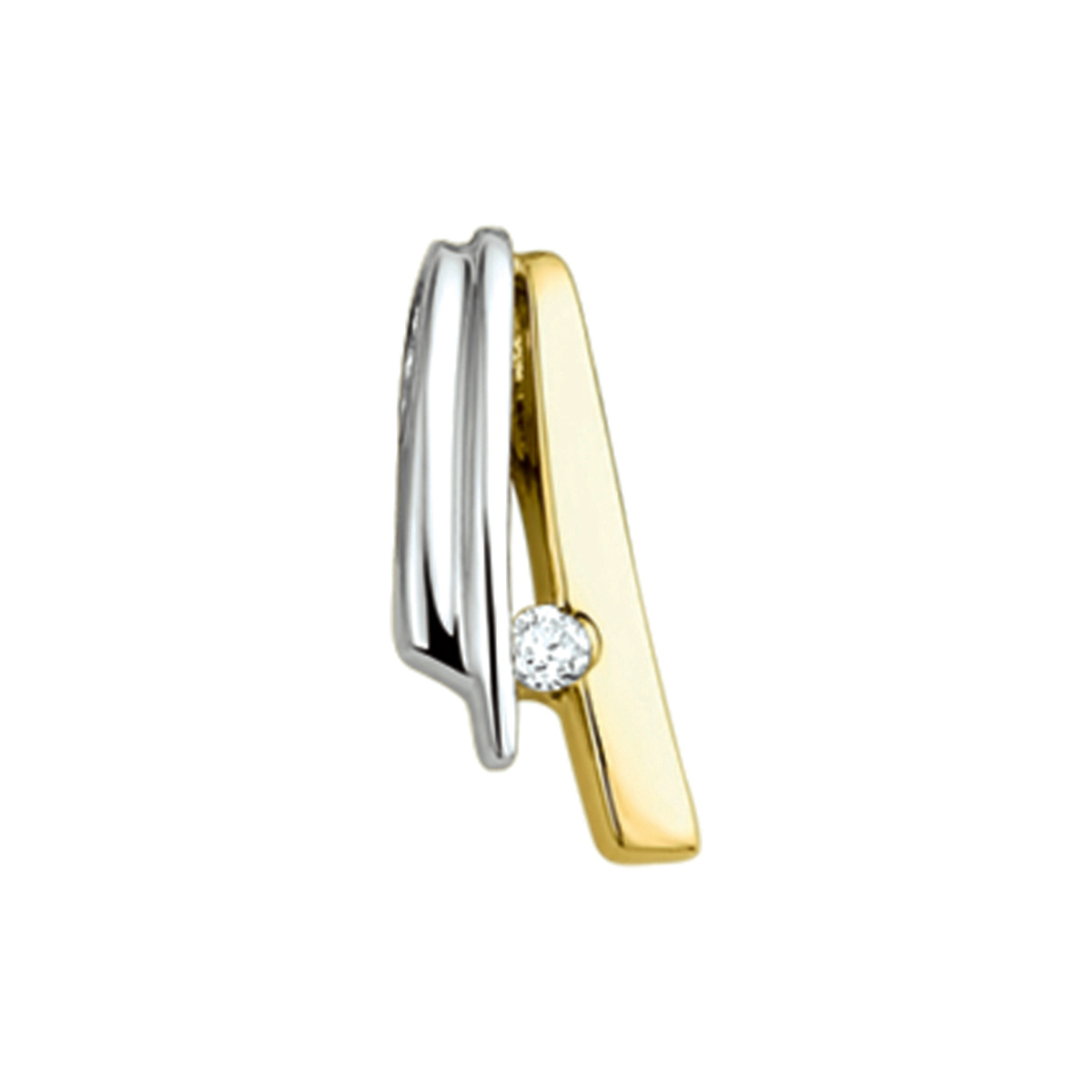 Bicolor wit- en geelgouden hanger met diamant.