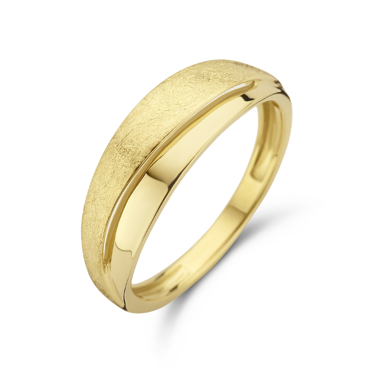 14k Geelgouden ring met een breedte van 6.0mm.
