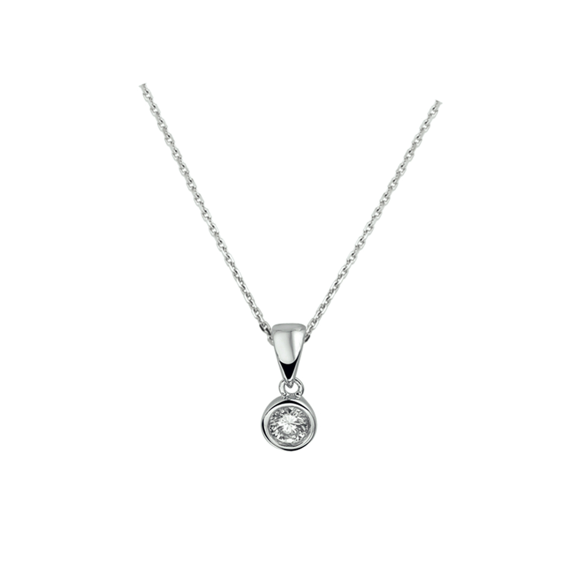 Zilveren collier met zirkonia hanger