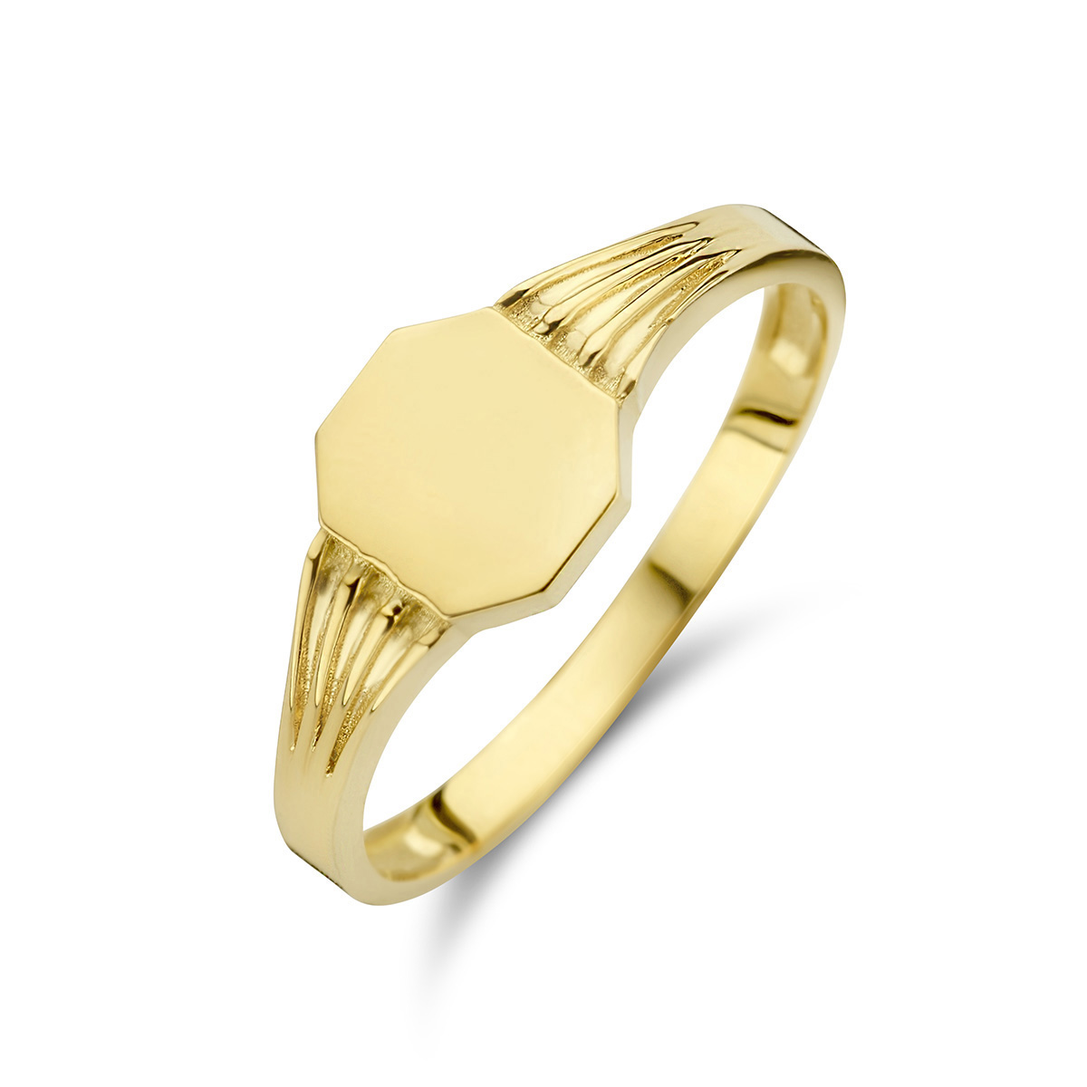 14k Geelgouden ring met een breedte van 7mm.